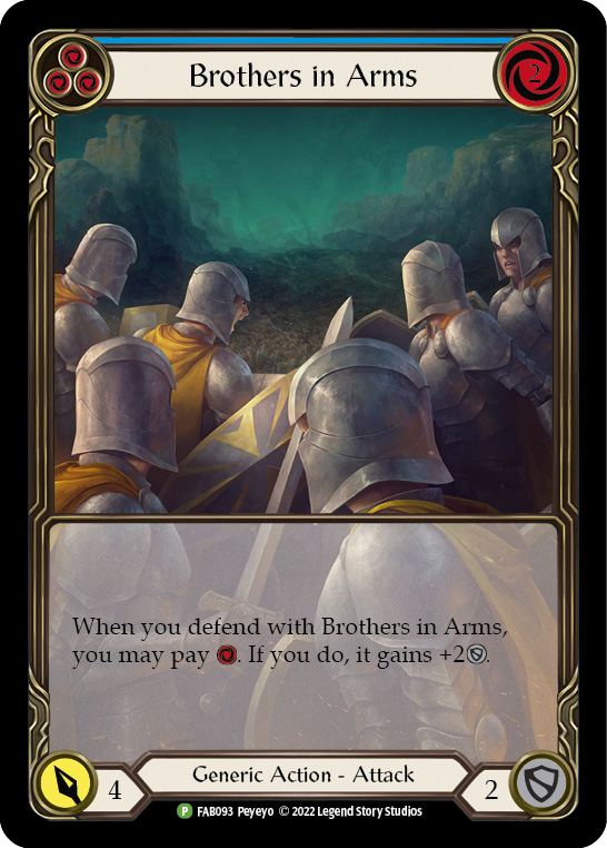 Brothers in Arms (Blue) [FAB093] (Promo)  Rainbow Foil | Silver Goblin