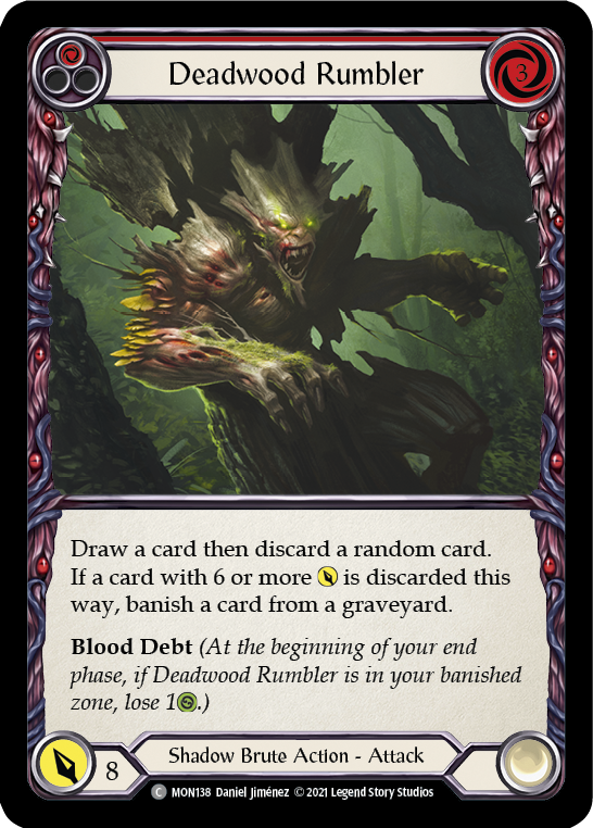 Deadwood Rumbler (Red) [MON138-RF] (Monarch)  1st Edition Rainbow Foil | Silver Goblin