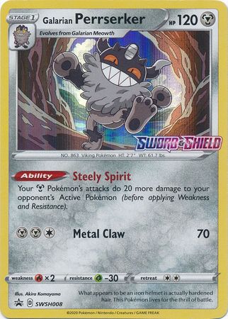 Galarian Perrserker (SWSH008) (Prerelease Promo) [Sword & Shield: Black Star Promos] | Silver Goblin