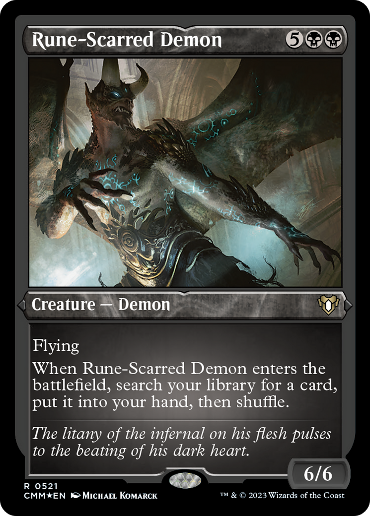 Rune-Scarred Demon (Foil Etched) [Commander Masters] | Silver Goblin