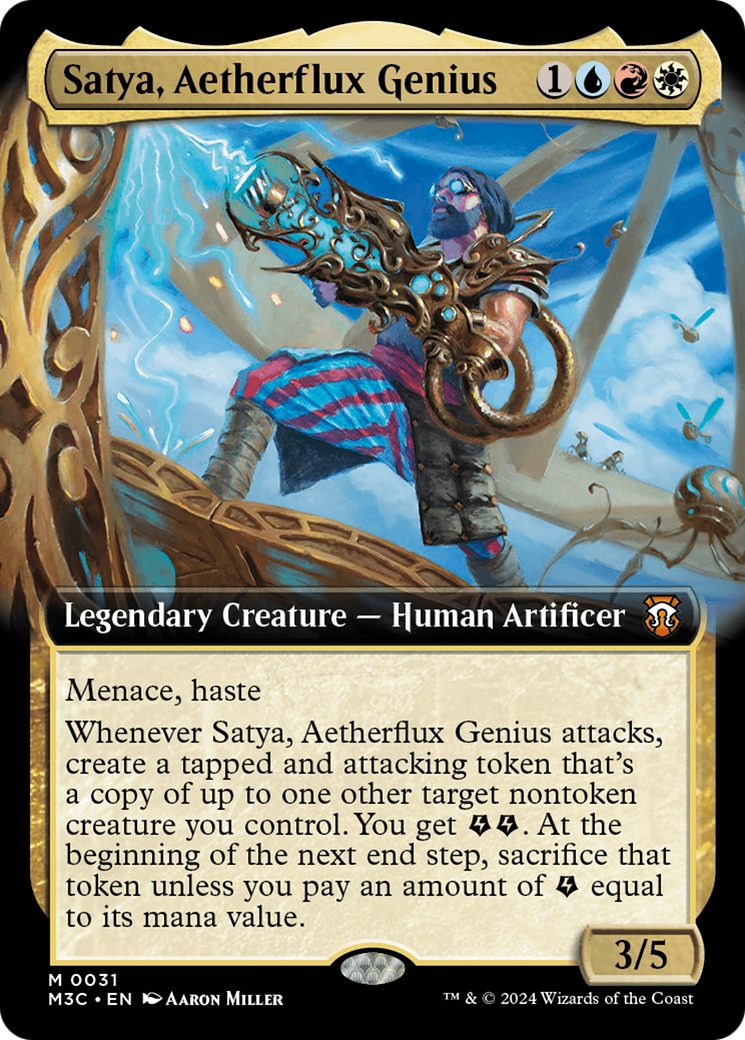 Satya, Aetherflux Genius (Extended Art) [Modern Horizons 3 Commander] Foil