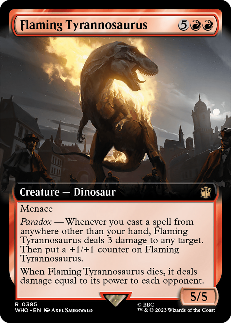 Flaming Tyrannosaurus (Extended Art) (385) Foil - Doctor Who