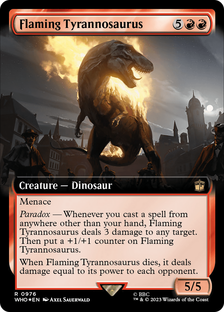 Flaming Tyrannosaurus (Extended Art) (976) Surge Foil - Doctor Who
