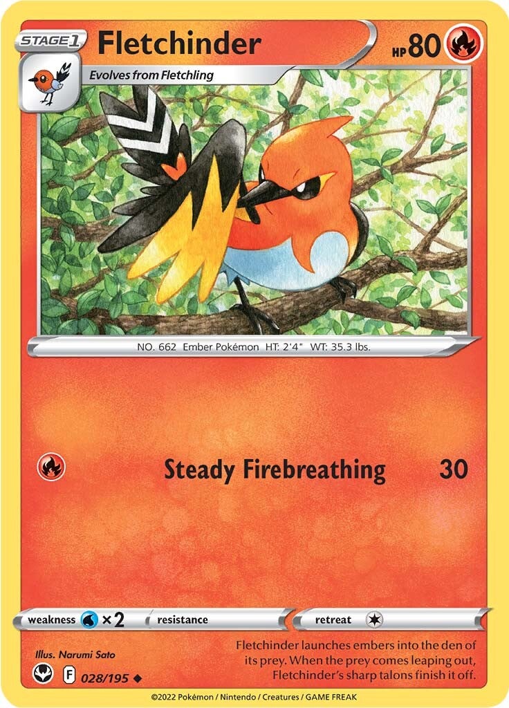 Fletchinder (28) Reverse Holofoil - Silver Tempest
