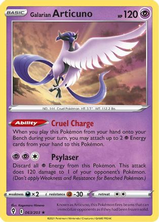 Galarian Articuno (63) Reverse Holofoil - Evolving Skies