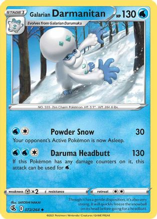 Galarian Darmanitan (72) Reverse Holofoil - Fusion Strike