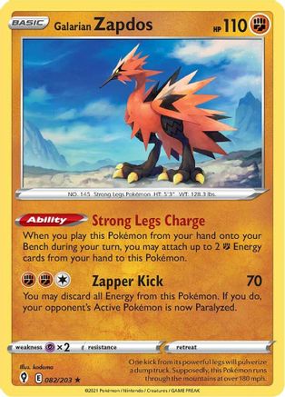 Galarian Zapdos (82) Reverse Holofoil - Evolving Skies