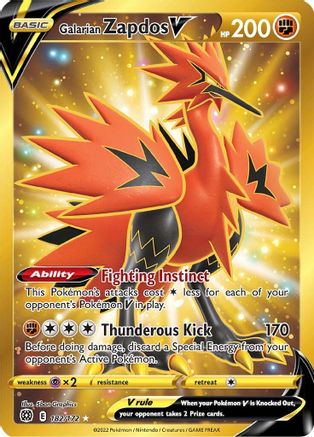 Galarian Zapdos V (Gold) (182) Holofoil - Brilliant Stars