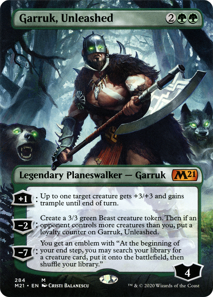 Garruk, Unleashed (Borderless) (284) - Core Set 2021 Foil