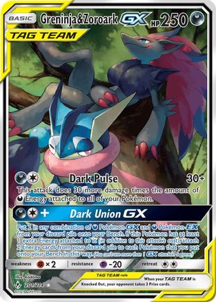 Greninja & Zoroark GX (Alternate Full Art) (201) Holofoil - Unbroken Bonds