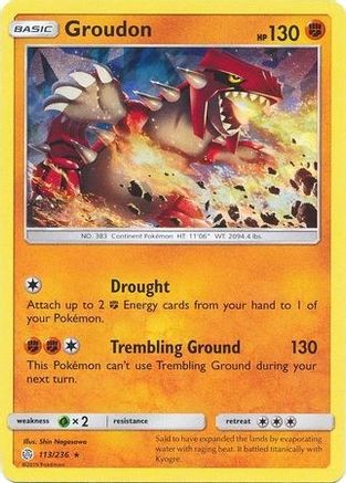 Groudon (Cracked Ice Holo) (Deck Exclusives) (113) Holofoil - Cosmic Eclipse