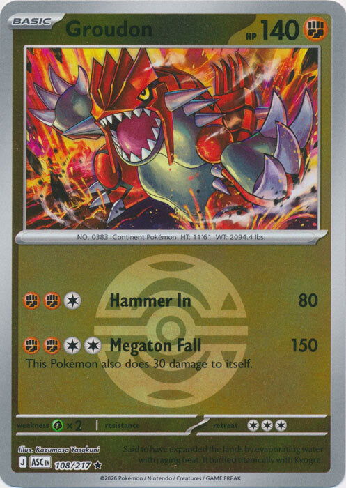 Groudon (Dusk Ball) (108) Reverse Holofoil - Ascended Heroes