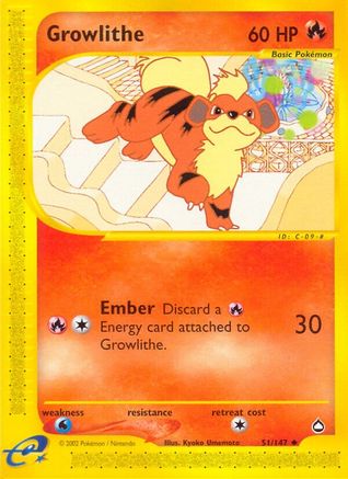 Growlithe (51) Reverse Holofoil - Aquapolis