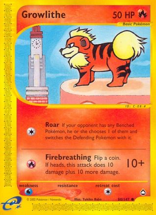 Growlithe (80) Reverse Holofoil - Aquapolis