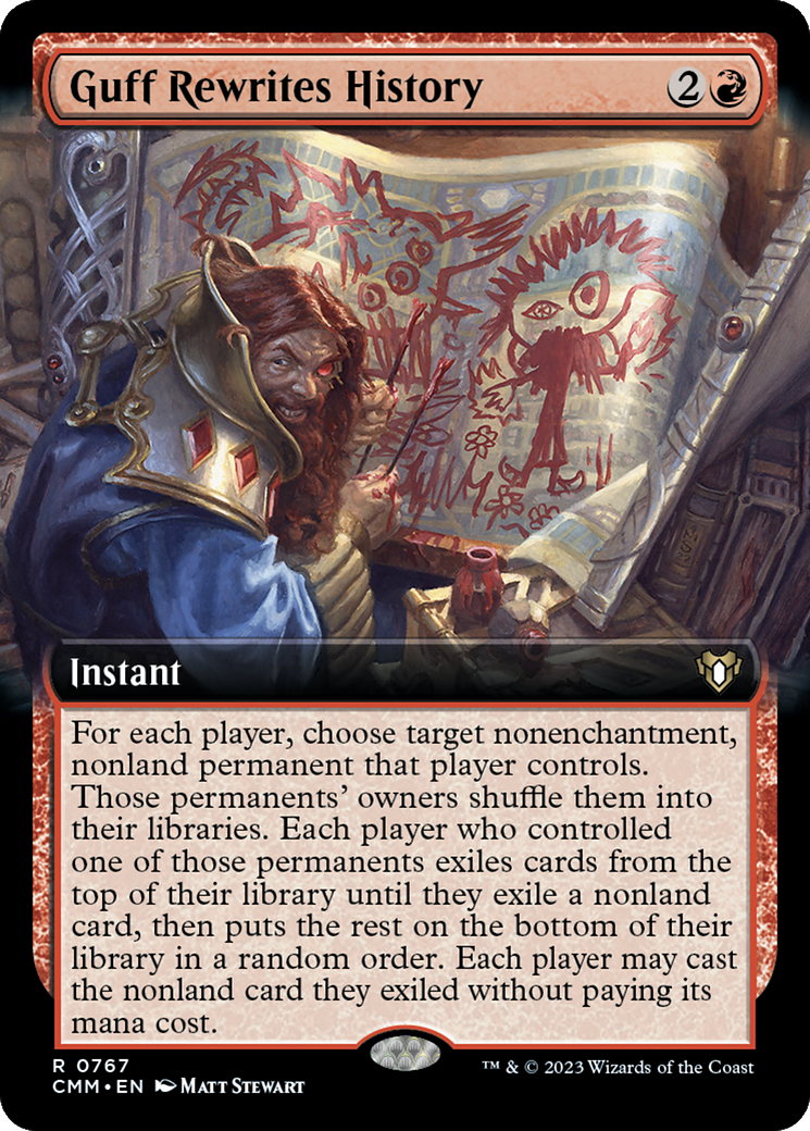 Guff Rewrites History (Extended Art) (767) - Commander Masters