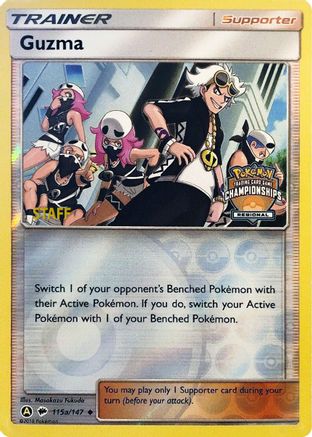 Guzma (Regional Championships) [Staff] (115a) Reverse Holofoil - League & Championship Cards
