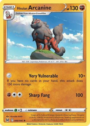 Hisuian Arcanine (84) Reverse Holofoil - Lost Origin