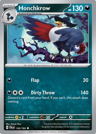 Honchkrow (132) Reverse Holofoil - Paldea Evolved