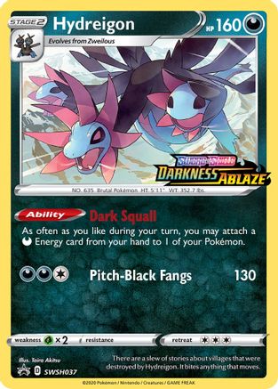 Hydreigon (Prerelease) (SWSH037) Holofoil - Black Star Promos