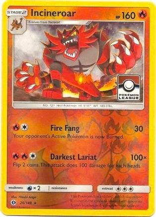 Incineroar (Pokemon League) (26) Reverse Holofoil - Sun & Moon