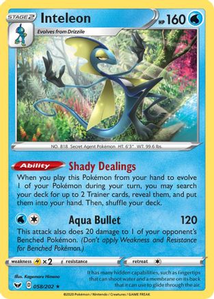 Inteleon (58) Reverse Holofoil - Sword & Shield
