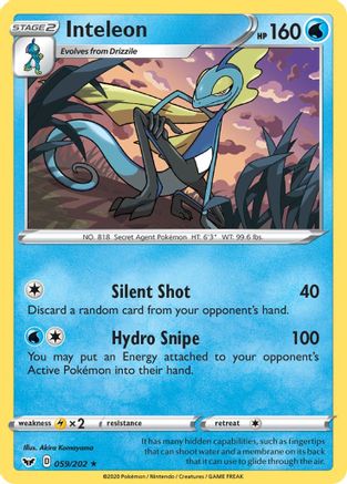 Inteleon (59) Reverse Holofoil - Sword & Shield