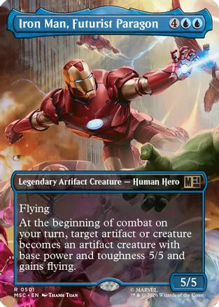 Iron Man, Futurist Paragon (Borderless) (501) Foil - Commander: Marvel Super Heroes