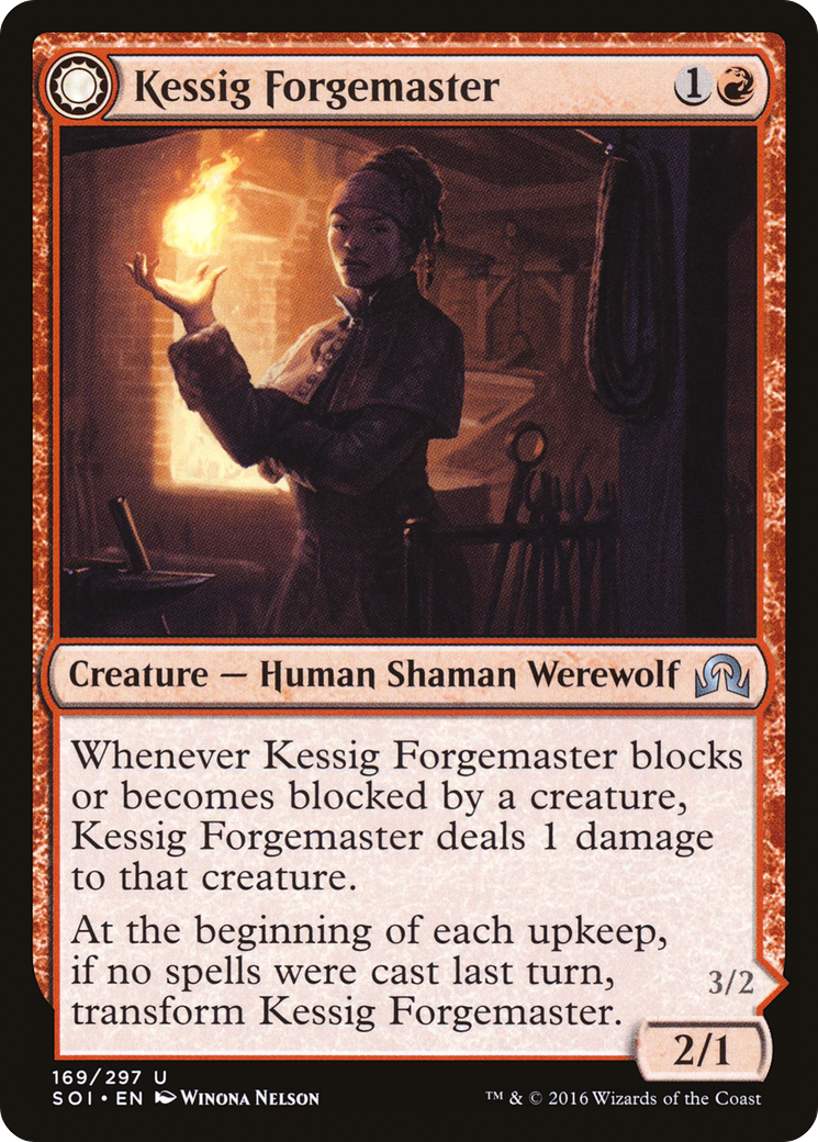 Kessig Forgemaster // Flameheart Werewolf (169) Foil - Shadows over Innistrad