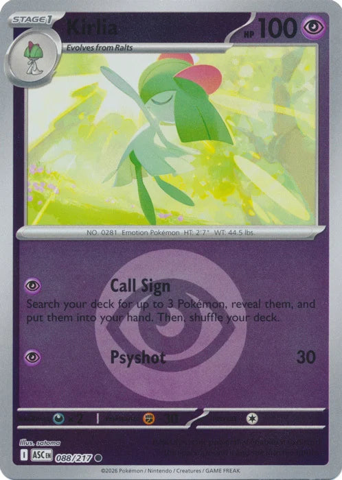 Kirlia (Energy Symbol Pattern) (88) Reverse Holofoil - Ascended Heroes
