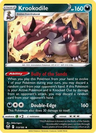 Krookodile (113) Reverse Holofoil - Silver Tempest