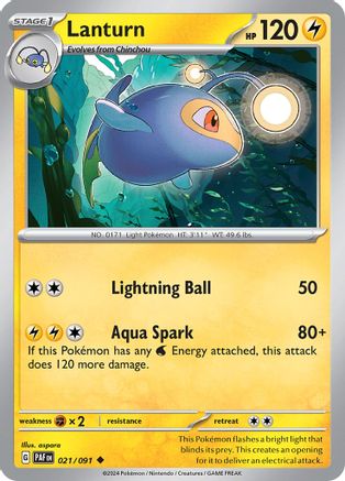 Lanturn (21) Reverse Holofoil - Paldean Fates