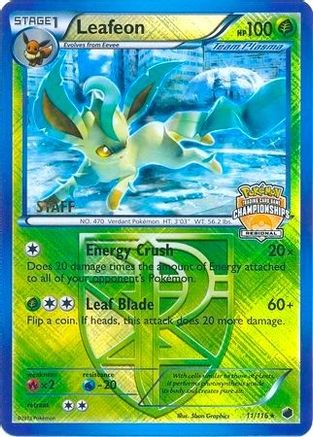 Leafeon (Regional Championships) [Staff] (11) Reverse Holofoil - Plasma Freeze