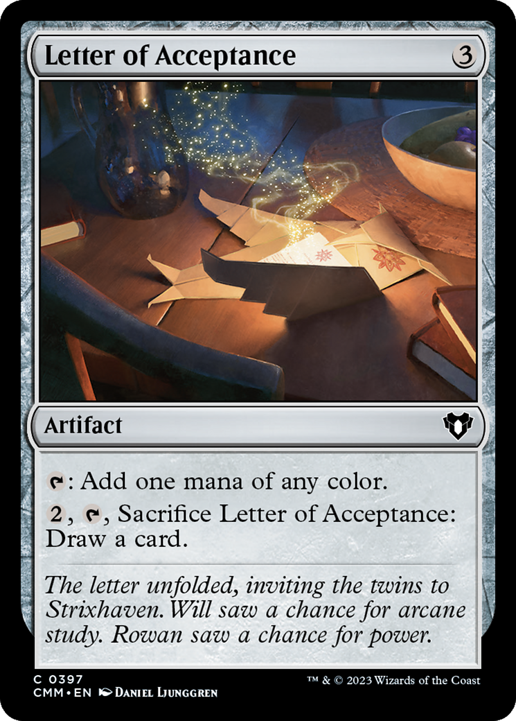 Letter of Acceptance (397) - Commander Masters