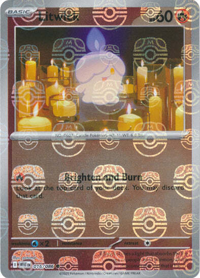 Litwick (Master Ball Pattern) (16) Reverse Holofoil - White Flare