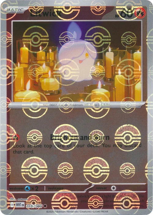 Litwick (Poke Ball Pattern) (16) Reverse Holofoil - White Flare