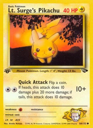 Lt. Surge's Pikachu (84) (1st Edition) - Gym Challenge