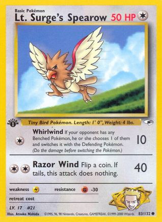 Lt. Surge's Spearow (83) (1st Edition) - Gym Heroes