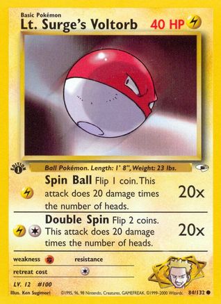 Lt. Surge's Voltorb (84) (1st Edition) - Gym Heroes