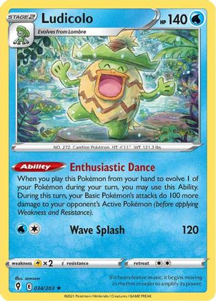 Ludicolo (34) Reverse Holofoil - Evolving Skies