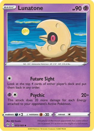 Lunatone (72) Reverse Holofoil - Darkness Ablaze