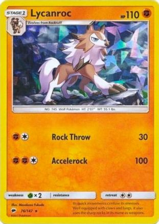 Lycanroc (Cracked Ice Holo) (Deck Exclusives) (76) Holofoil - Burning Shadows