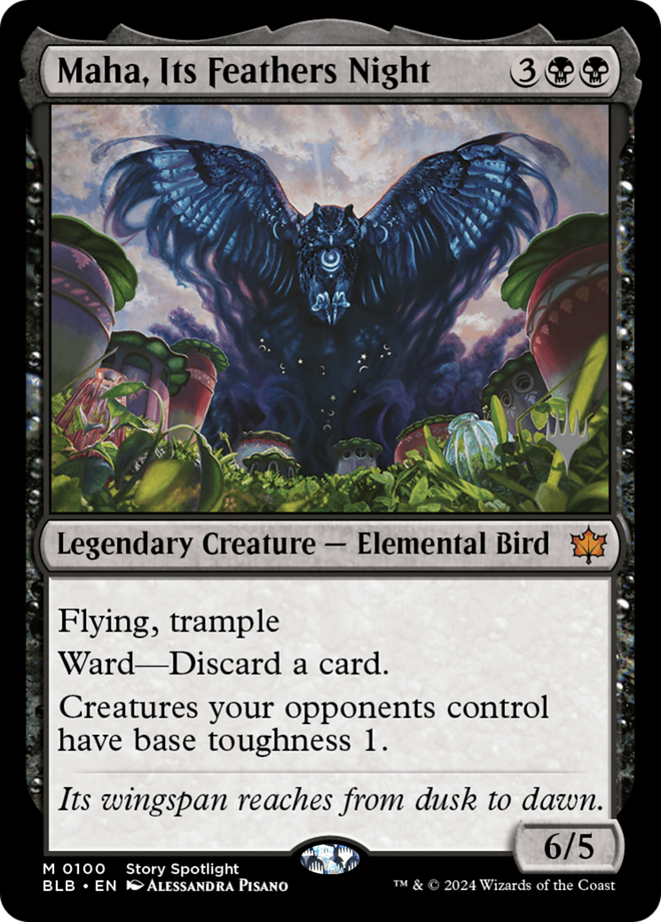 Maha, Its Feathers Night (100) - Bloomburrow Promos Foil