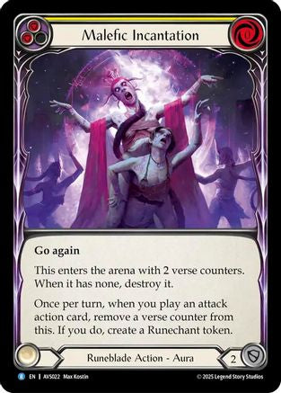 Malefic Incantation (Yellow) (AVS022) - Armory Deck: Legends Viserai