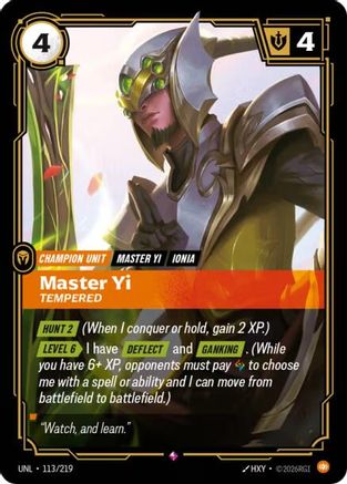 Master Yi – Tempered (113) Foil - Unleashed