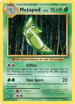 Metapod (4) Reverse Holofoil - Evolutions