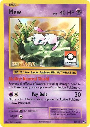 Mew (League Challenge) [1st Place] (53) Holofoil - Evolutions