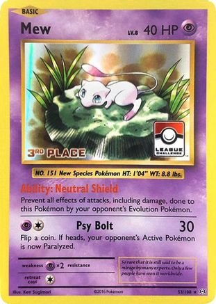 Mew (League Challenge) [3rd Place] (53) Holofoil - Evolutions