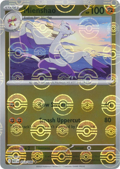Mienshao (Poke Ball Pattern) (53) Reverse Holofoil - White Flare