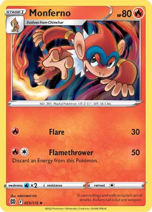 Monferno (25) Reverse Holofoil - Brilliant Stars