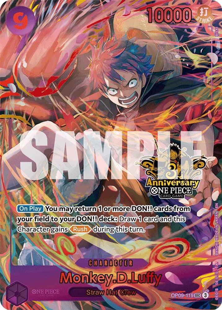 Monkey.D.Luffy (Japanese Version 3rd Anniversary Set) (OP09-119) Foil
